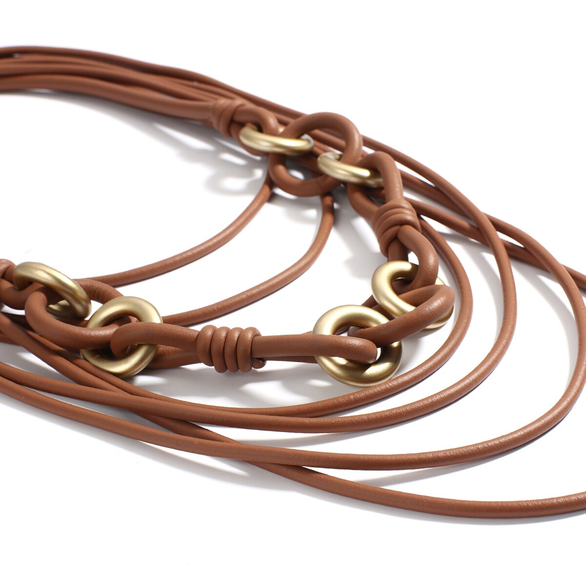 Handmade Rubber Leather Long Necklace & Circle Pendant - Boncuque Store