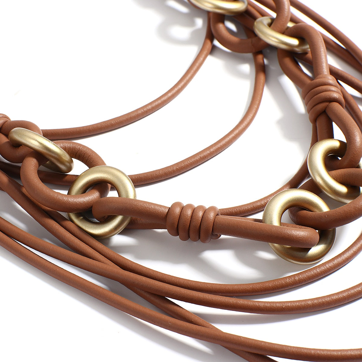 Handmade Rubber Leather Long Necklace & Circle Pendant - Boncuque Store