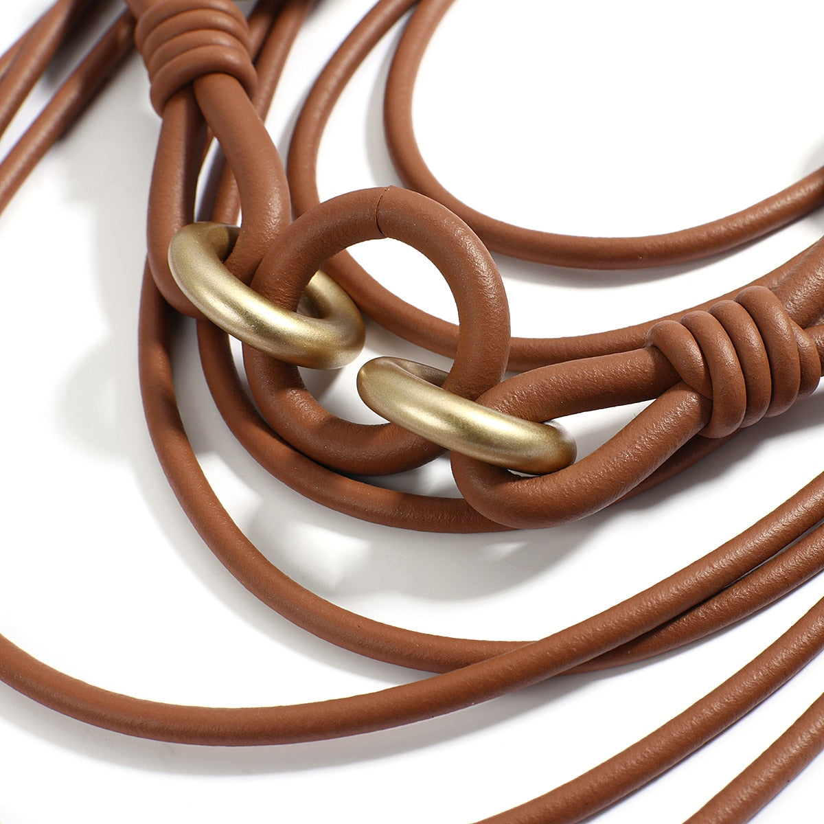 Handmade Rubber Leather Long Necklace & Circle Pendant - Boncuque Store