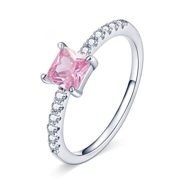 Fine 925 Sterling Silver Ring Pink Cubic Zirconia - Boncuque Store
