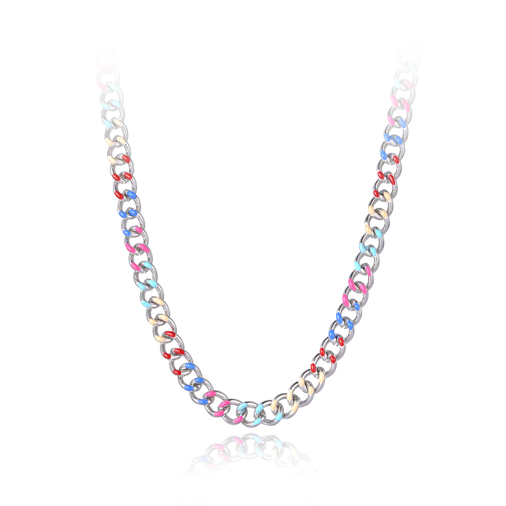 18 K Gold Plated Stainless Steel Necklace With Colorful Glaze - Boncuque Store