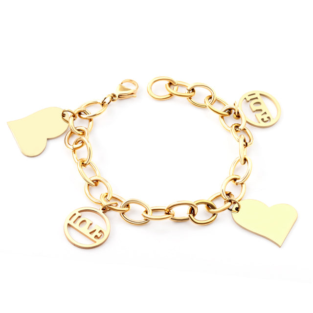 316L Stainless Steel Chain Fashion Bracelets, Gold Plated - Boncuque Store