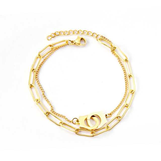 316L Stainless Steel Chain Fashion Bracelets, Gold Plated - Boncuque Store