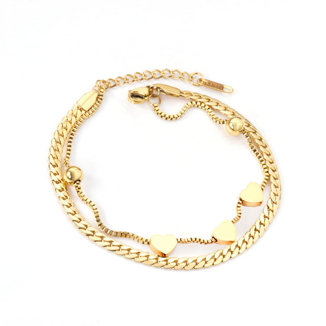 316L Stainless Steel Chain Fashion Bracelets, Gold Plated - Boncuque Store