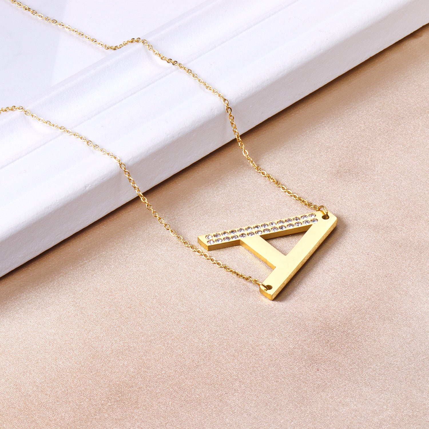 Letter Pendant Necklace in Gold Color, Stainless Steel - Boncuque Store