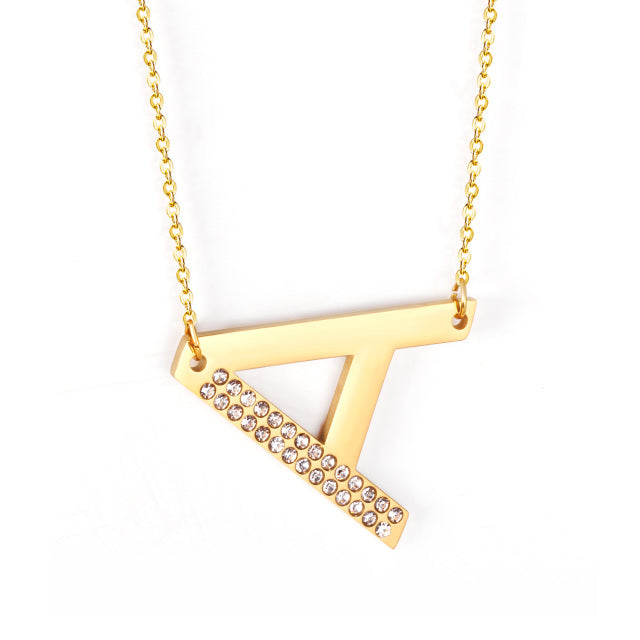 Letter Pendant Necklace in Gold Color, Stainless Steel - Boncuque Store