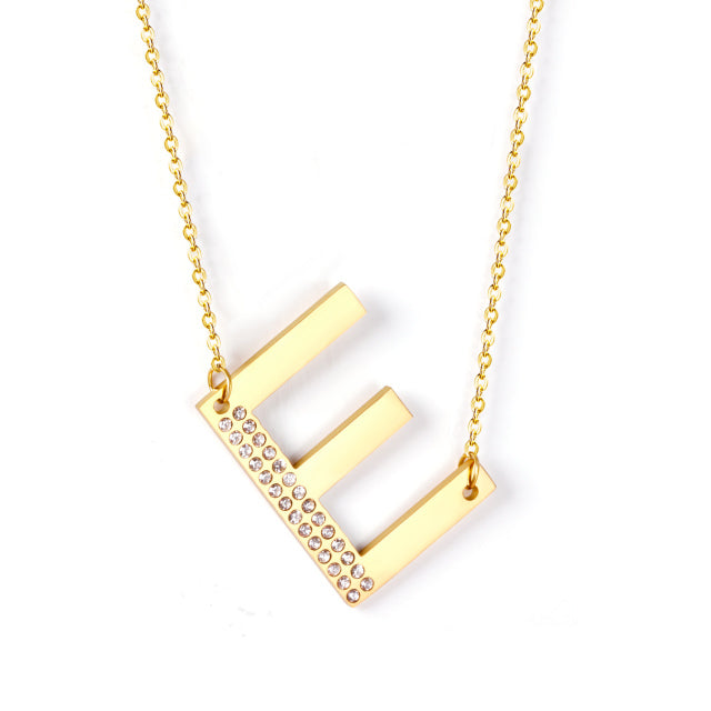 Letter Pendant Necklace in Gold Color, Stainless Steel - Boncuque Store