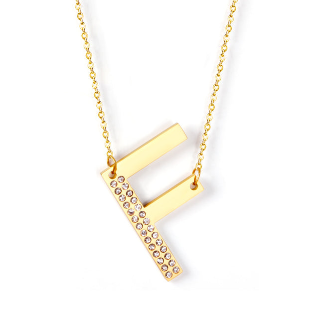 Letter Pendant Necklace in Gold Color, Stainless Steel - Boncuque Store