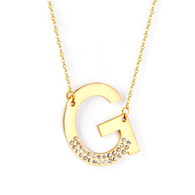 Letter Pendant Necklace in Gold Color, Stainless Steel - Boncuque Store