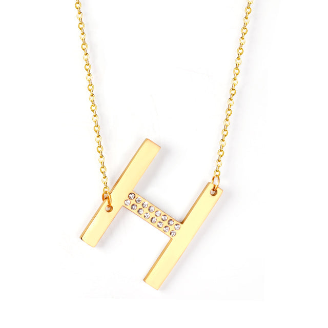 Letter Pendant Necklace in Gold Color, Stainless Steel - Boncuque Store