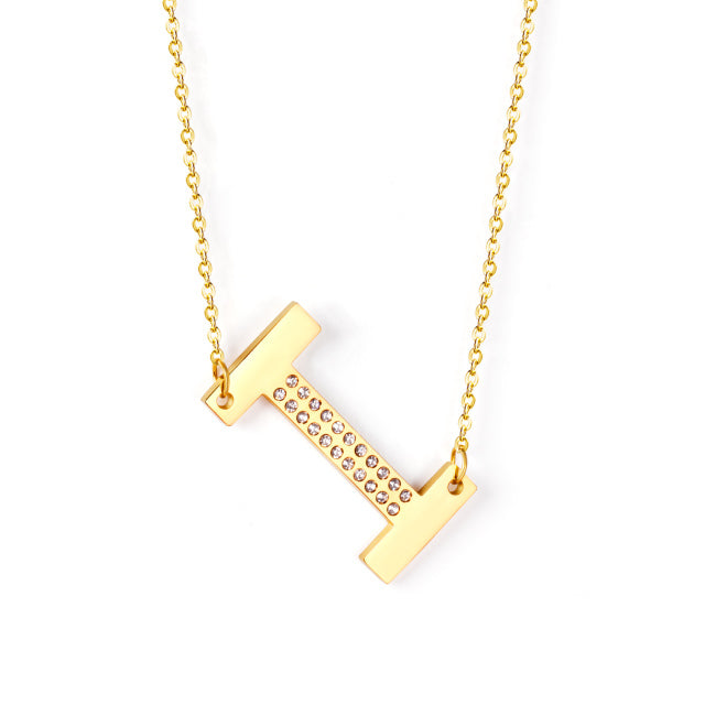 Letter Pendant Necklace in Gold Color, Stainless Steel - Boncuque Store