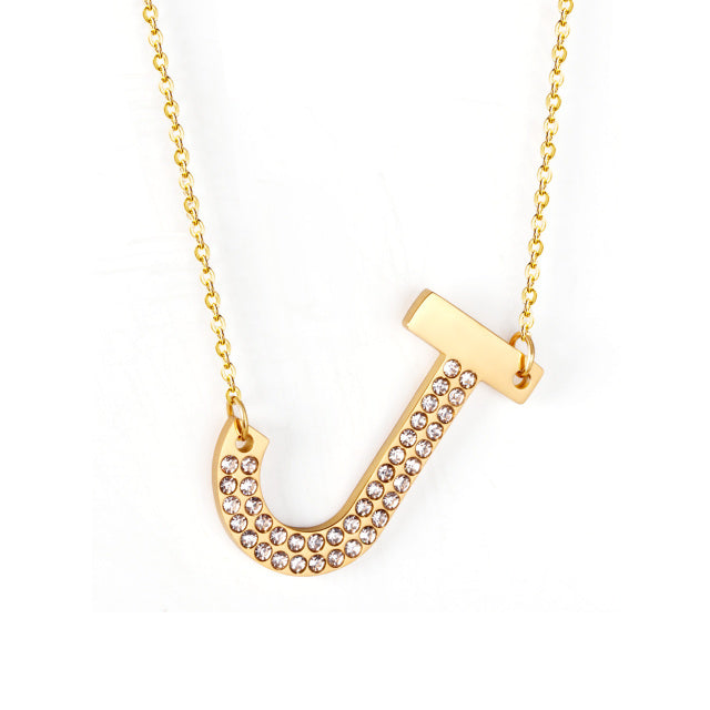 Letter Pendant Necklace in Gold Color, Stainless Steel - Boncuque Store