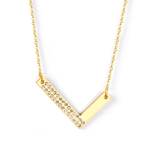 Letter Pendant Necklace in Gold Color, Stainless Steel - Boncuque Store