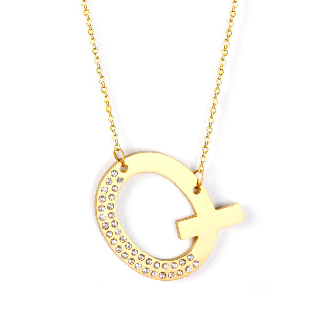 Letter Pendant Necklace in Gold Color, Stainless Steel - Boncuque Store