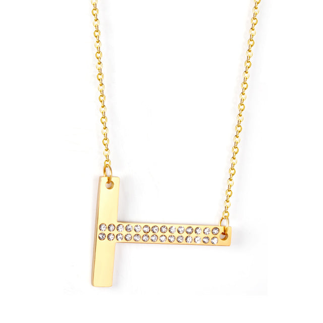 Letter Pendant Necklace in Gold Color, Stainless Steel - Boncuque Store