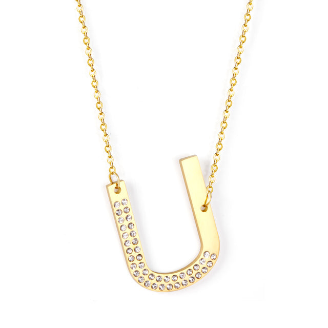 Letter Pendant Necklace in Gold Color, Stainless Steel - Boncuque Store