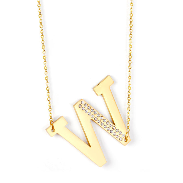 Letter Pendant Necklace in Gold Color, Stainless Steel - Boncuque Store