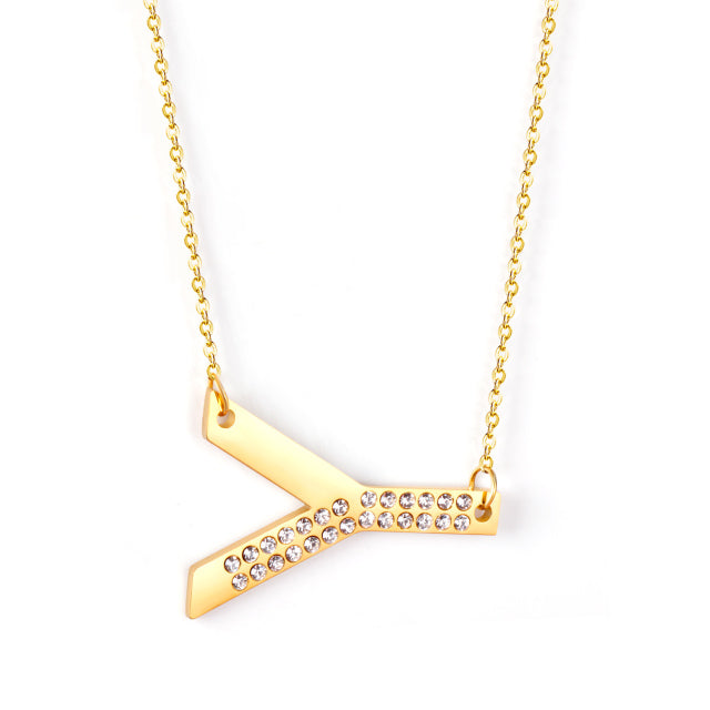 Letter Pendant Necklace in Gold Color, Stainless Steel - Boncuque Store