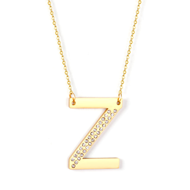 Letter Pendant Necklace in Gold Color, Stainless Steel - Boncuque Store