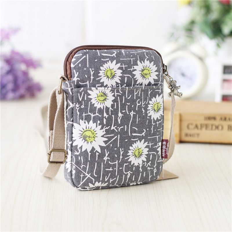 Canvas Pattern Wallet & Phone Pouch Shoulder Bag - Boncuque Store