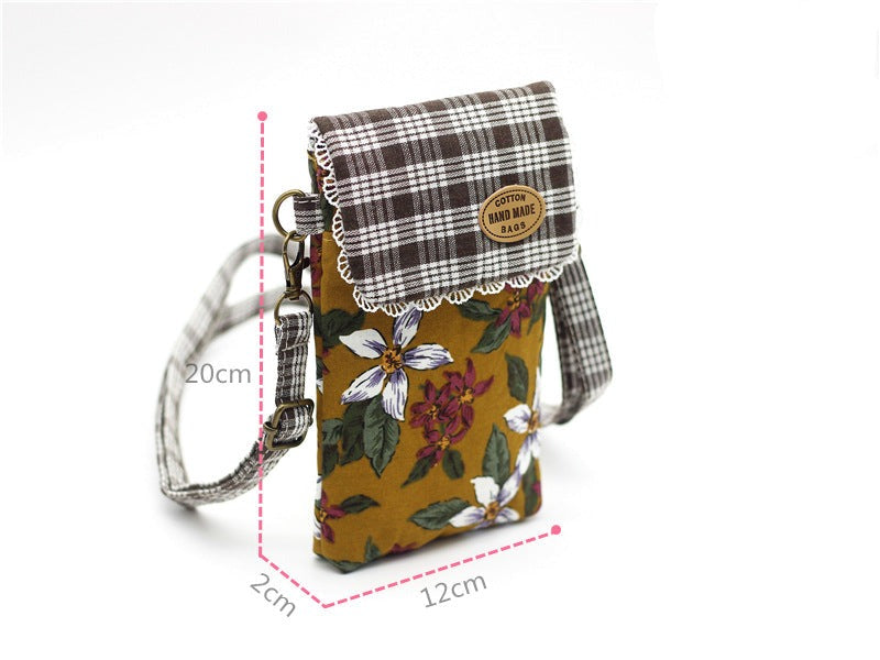 Mini Handbag - Cotton Floral Prints Mobile Phone Purse Wallet - Boncuque Store