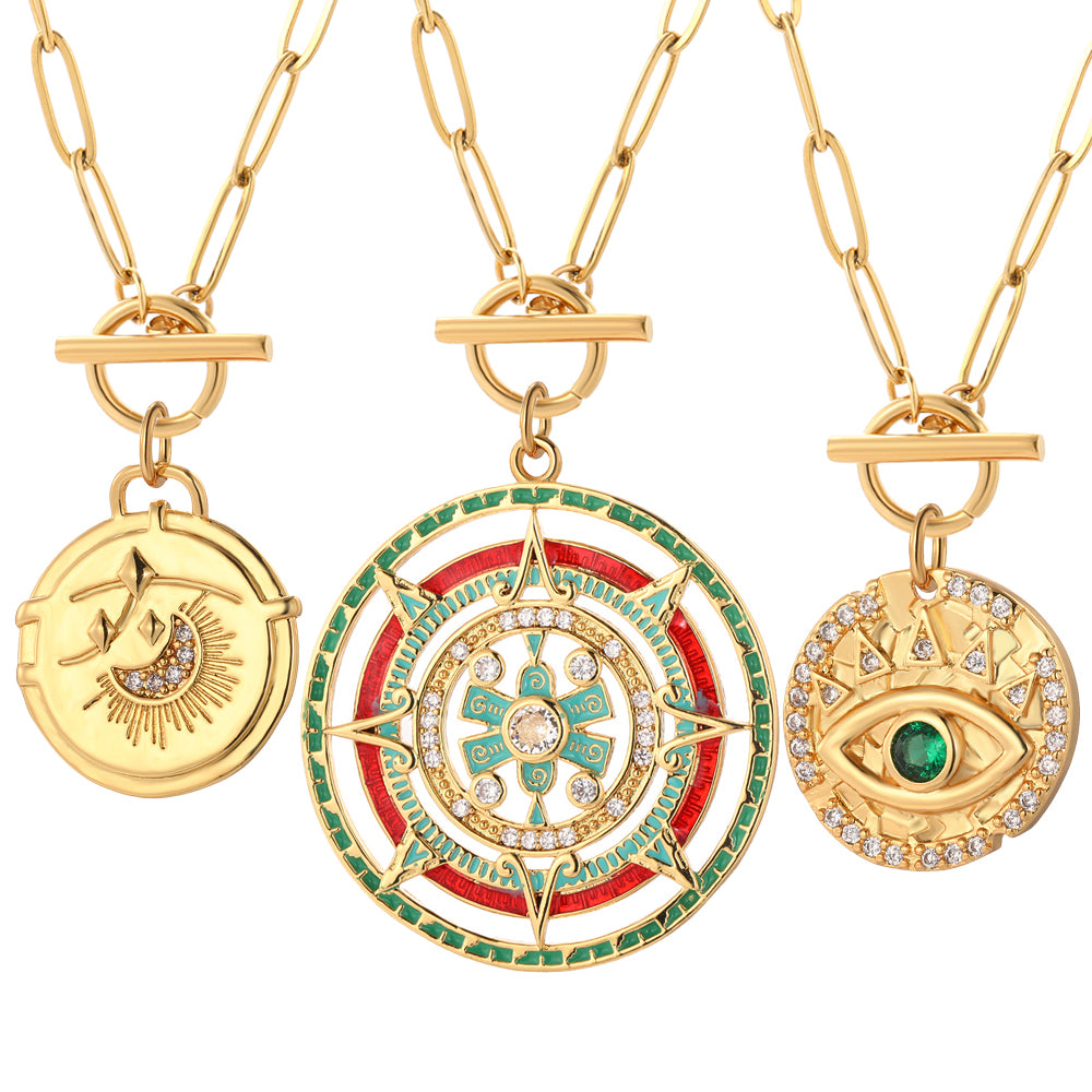 Turkish Evil Blue Eye Pendant Necklaces, Stainless Steel Chain Lİnk - Boncuque Store