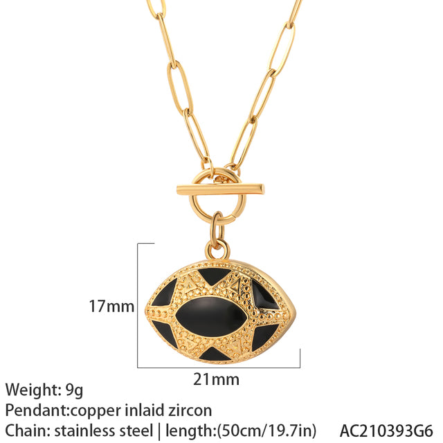 Turkish Evil Blue Eye Pendant Necklaces, Stainless Steel Chain Lİnk - Boncuque Store