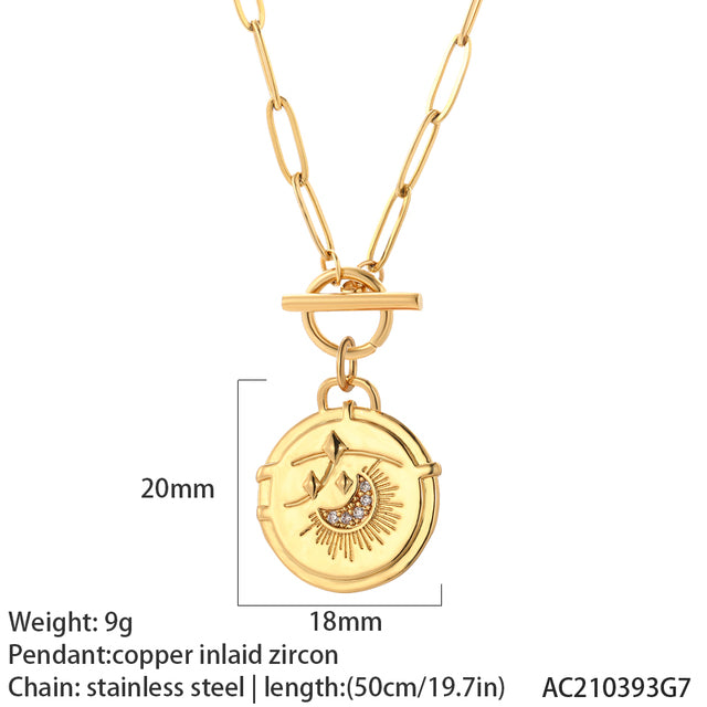 Turkish Evil Blue Eye Pendant Necklaces, Stainless Steel Chain Lİnk - Boncuque Store