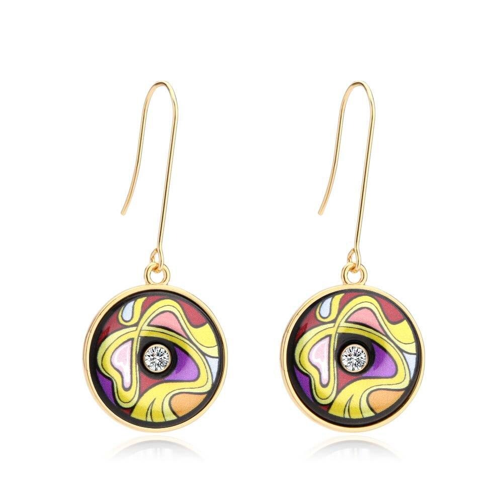 Indian Earring Painted Geometric Style - Boncuque