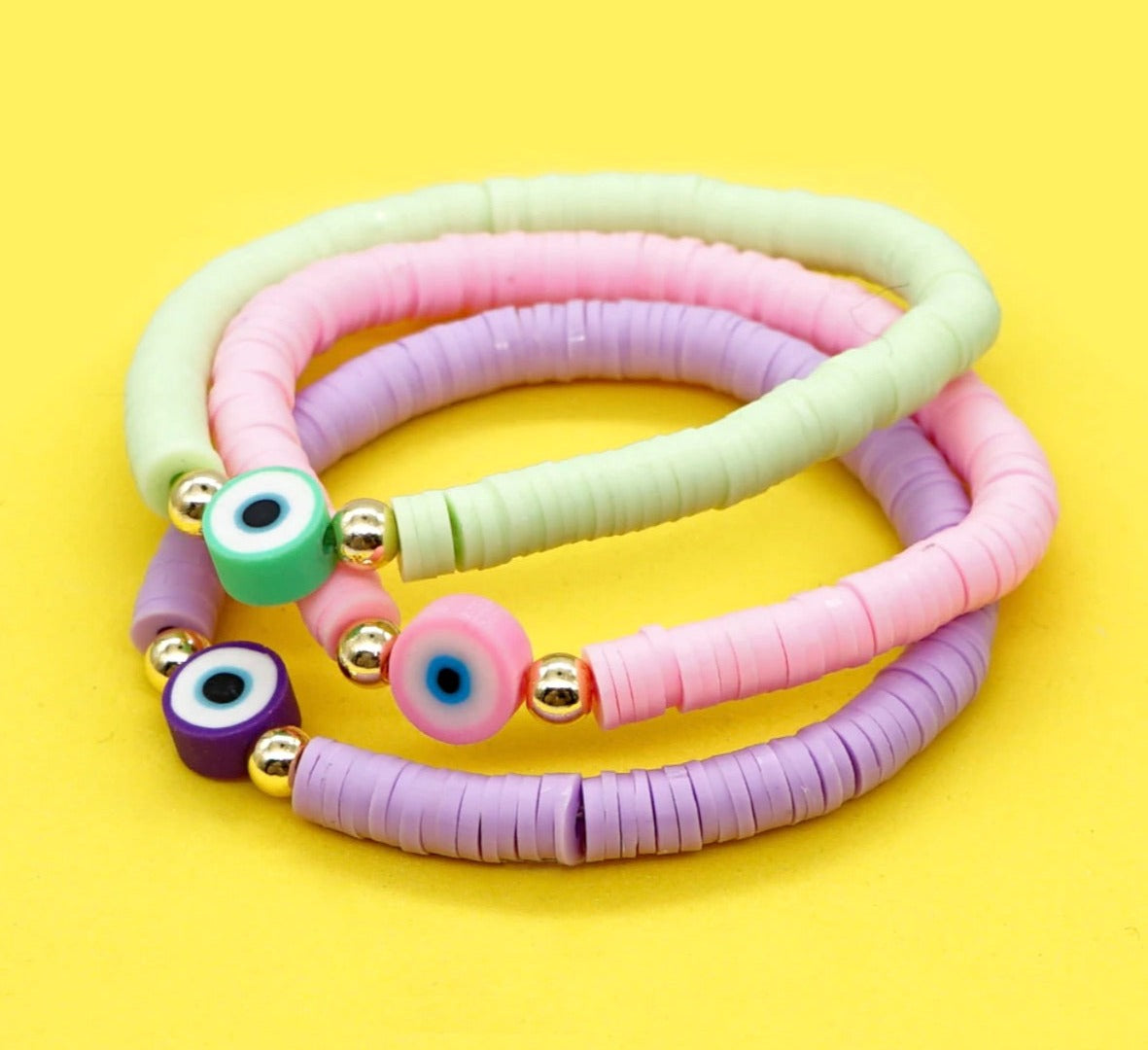 Colorful Sliced Clay Handmade Summer Bracelets, 1 Set - Boncuque Store